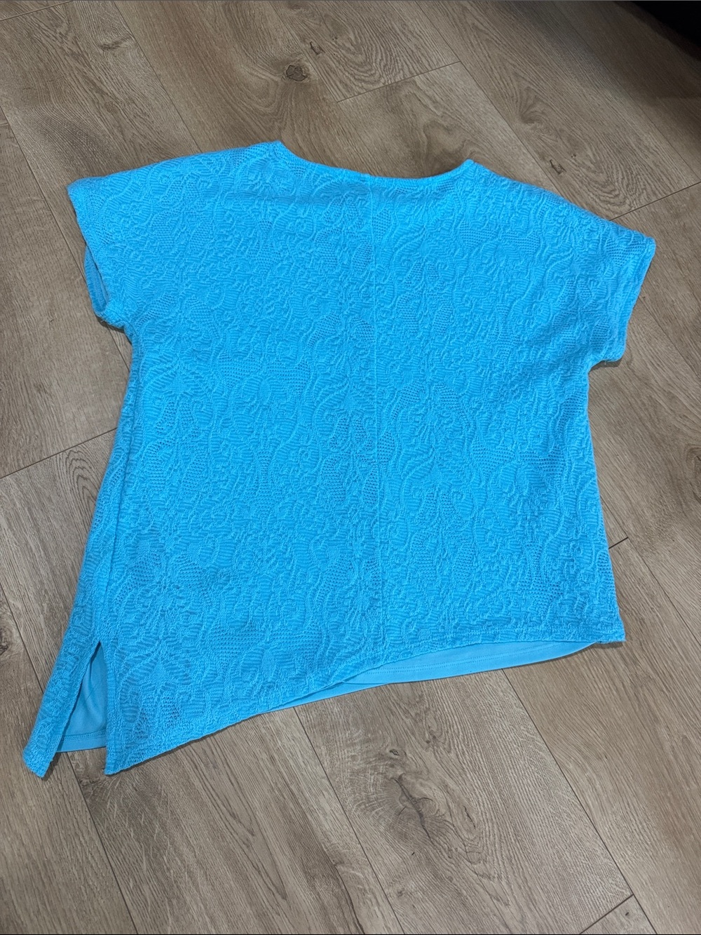 JM Collection Turquoise Textured Short-Sleeve Top - Picture 4 of 5